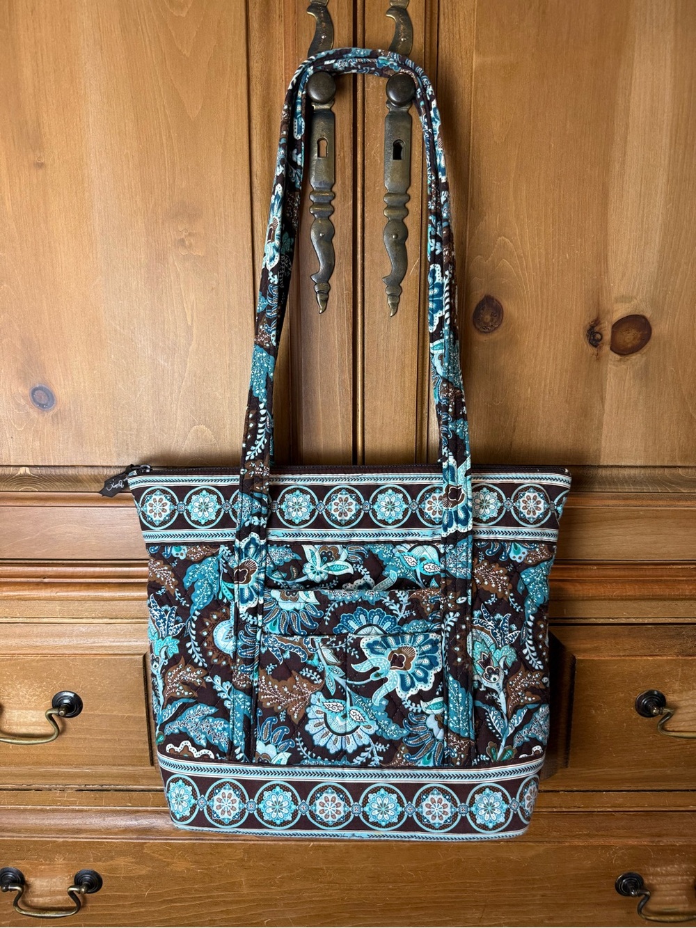Vintage Vera Bradley Villager Tote Bag in the retired Java Blue